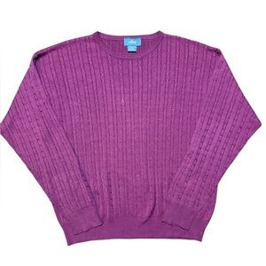Vintage Belford 100% Silk Ribbed Cable Knit Plum Purple Sweater Men’s M